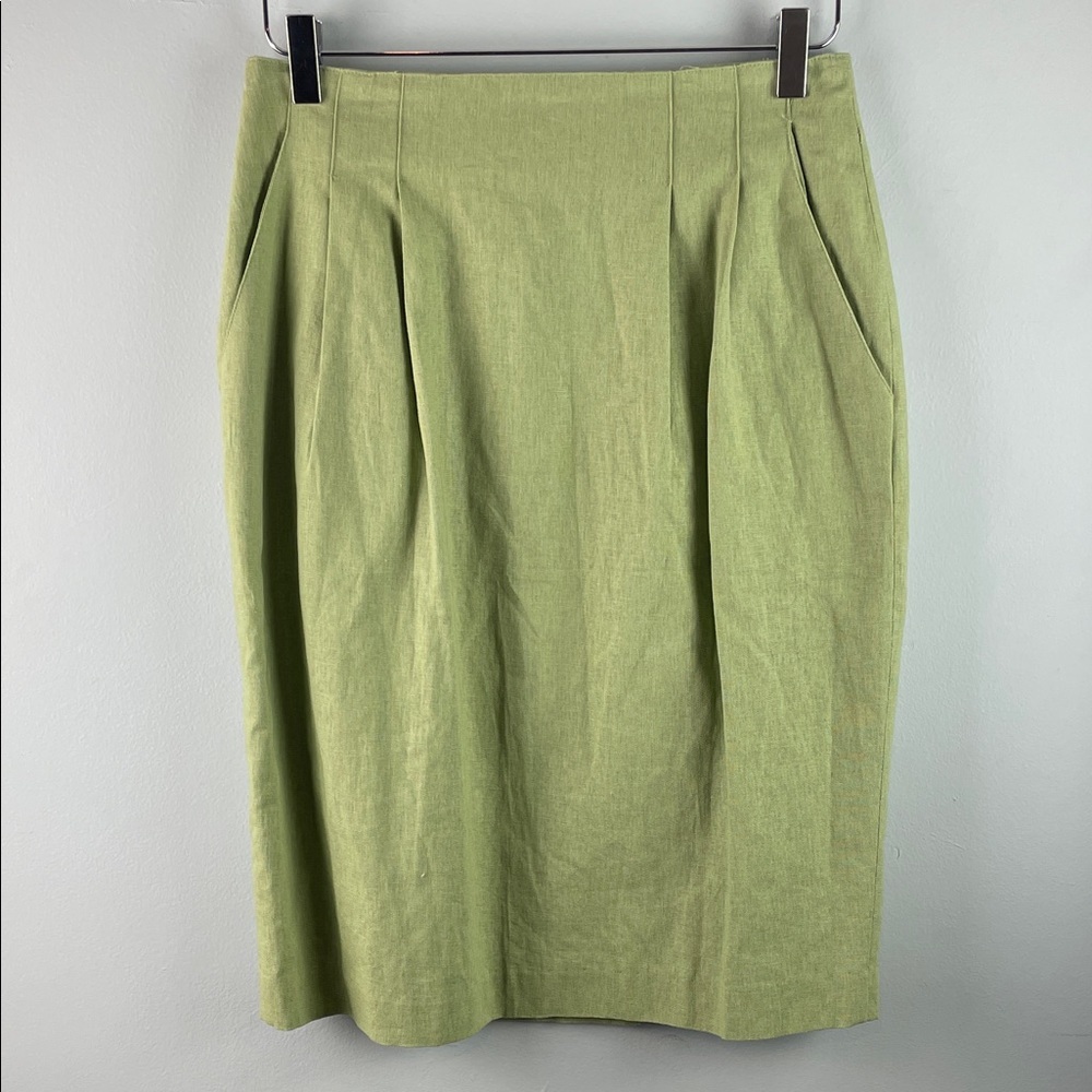 Chaus Linen Blend Green Skirt Size 12